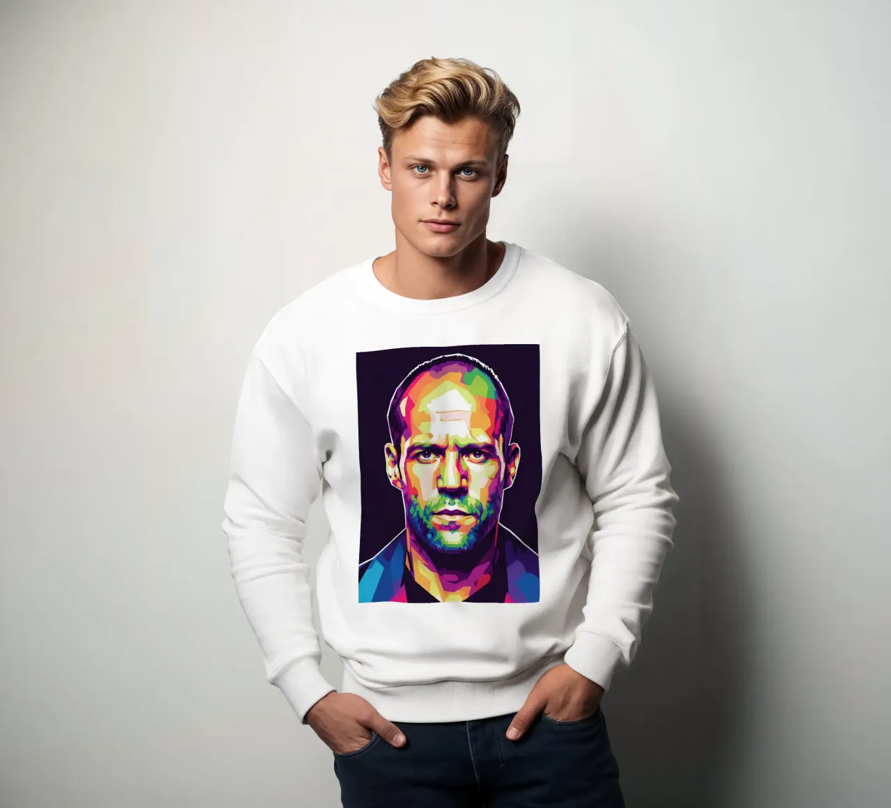 Ritratto pop art di Jason Statham felpa da Hantamrata