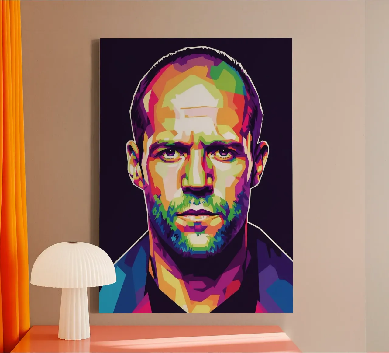 Ritratto pop art di Jason Statham tela con Cornice a cassetta da Hantamrata