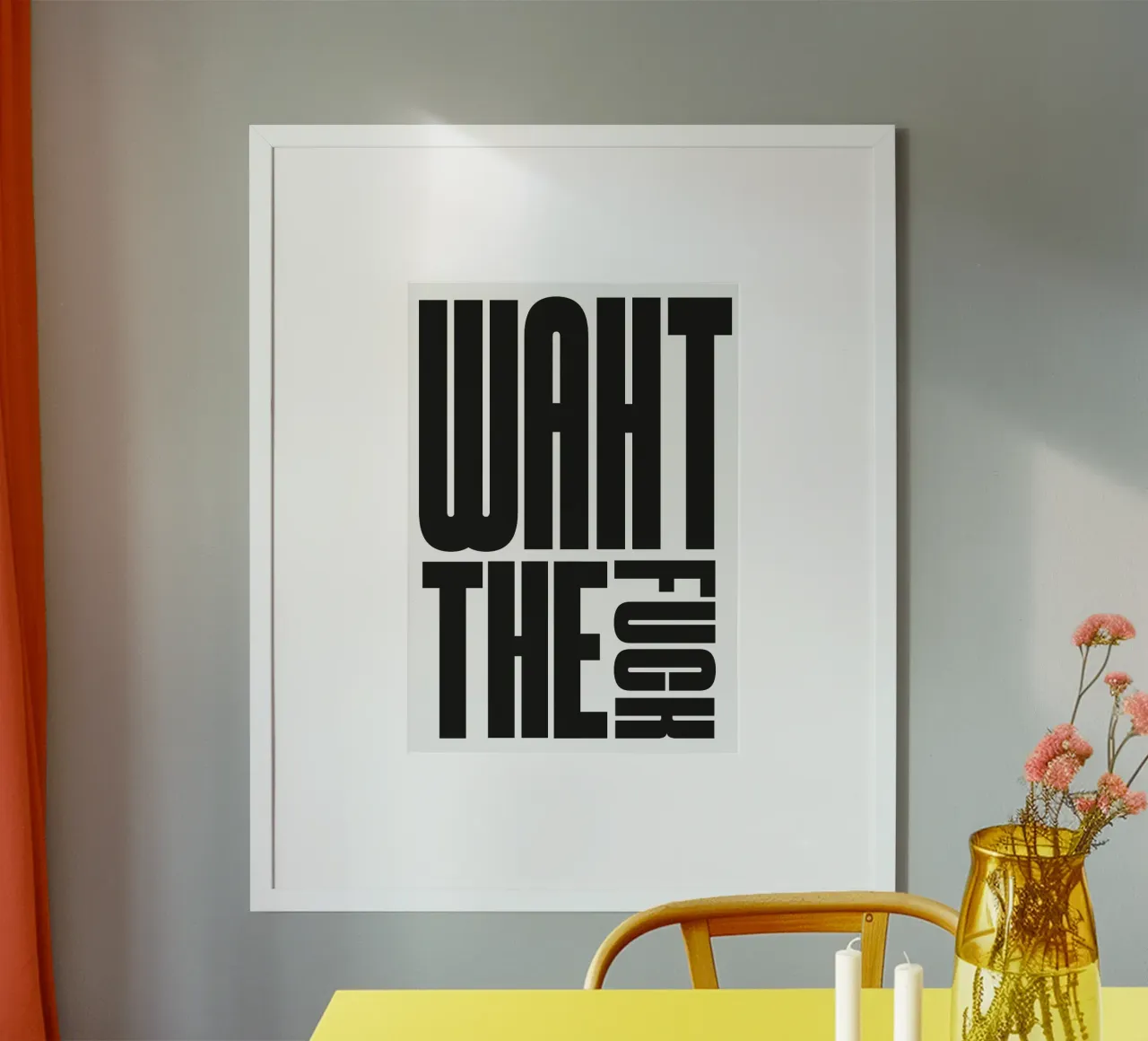 What the poster con telaio in legno da Flo Klein
