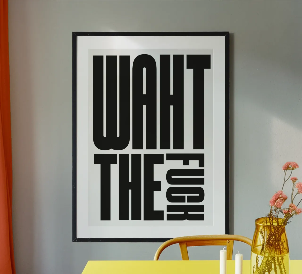 What the poster con telaio in legno da Flo Klein