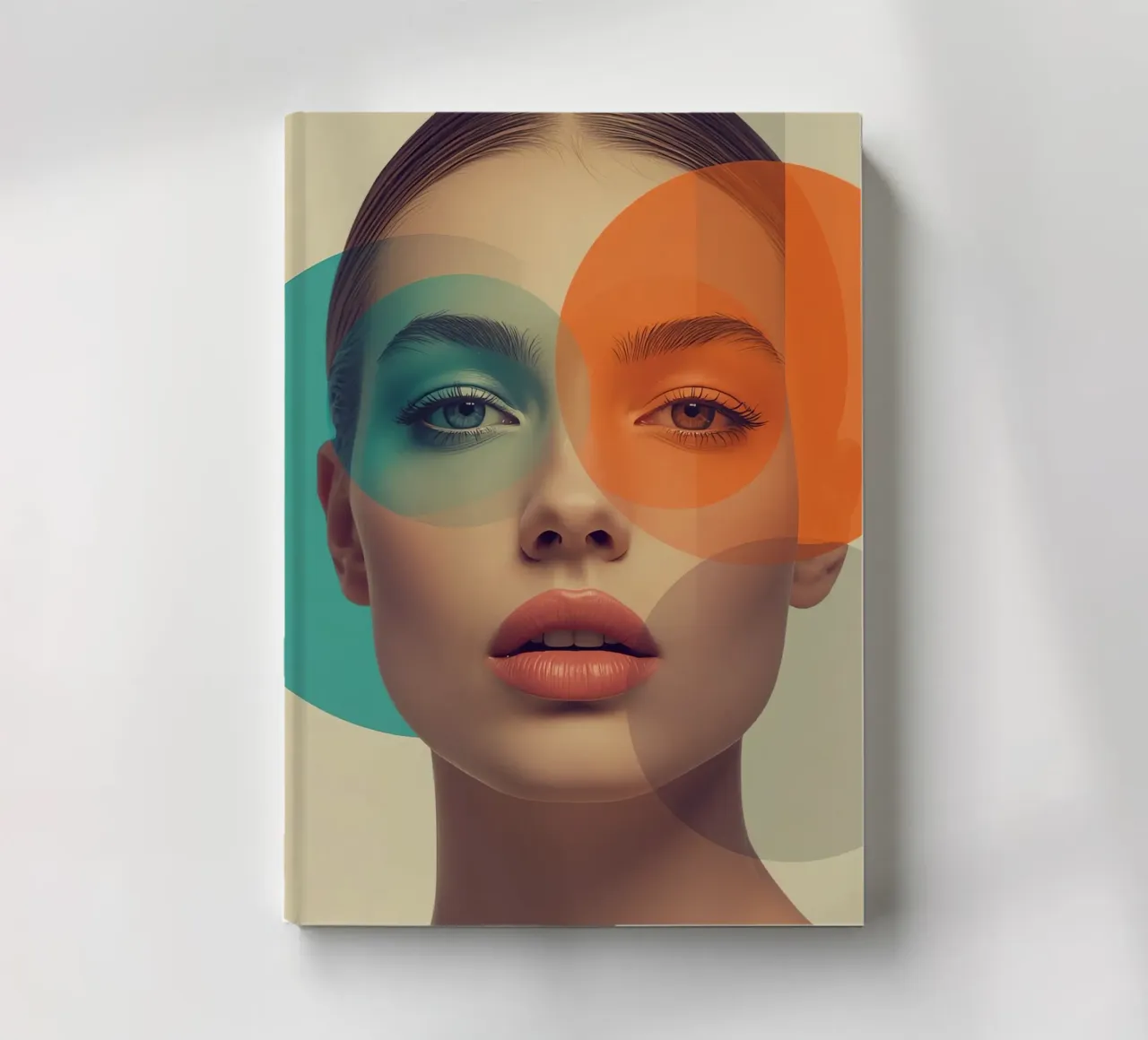 Woman's Face with Translucent Colored Circles Overlay notebook by DesignDoodle