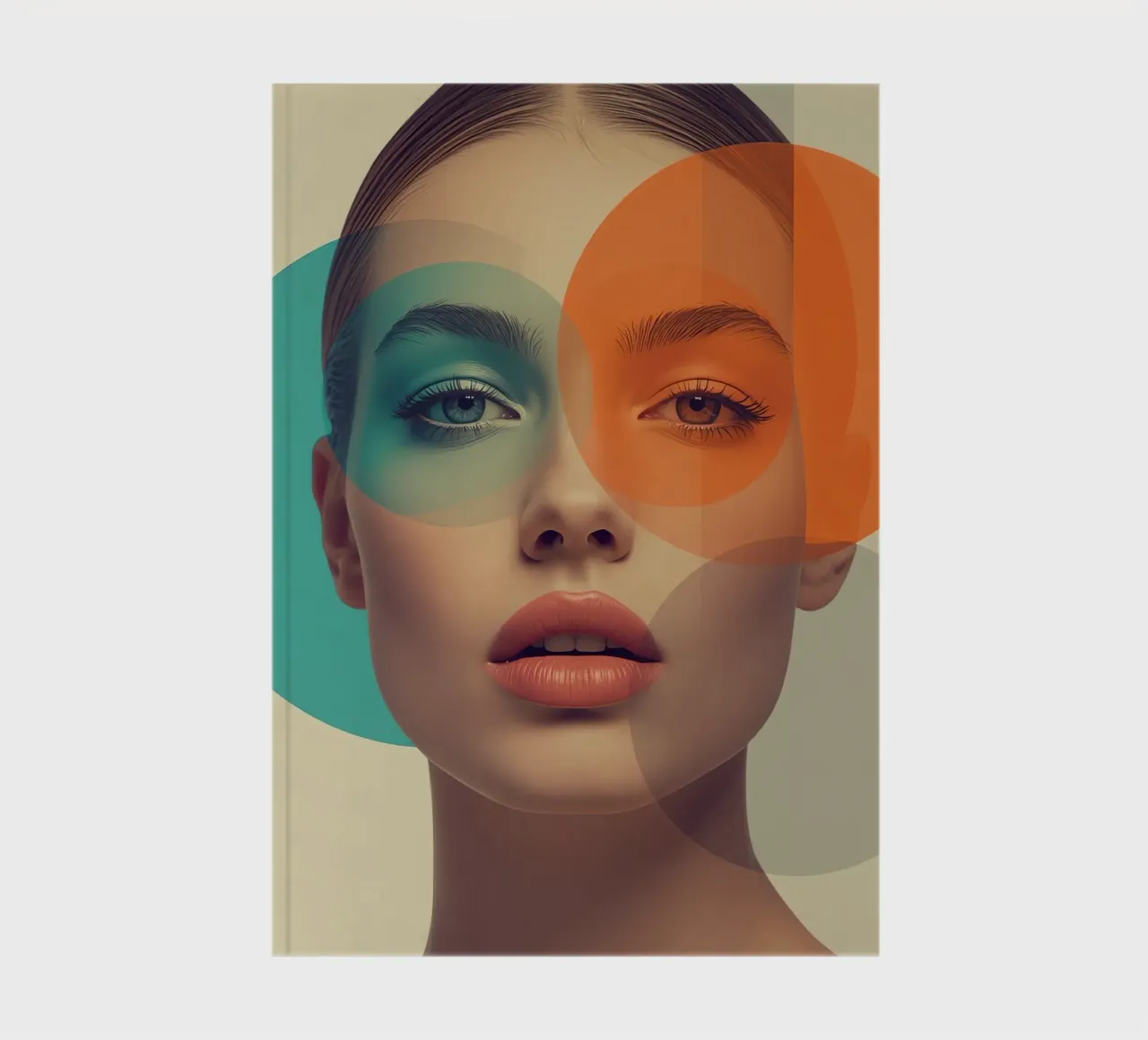 Woman's Face with Translucent Colored Circles Overlay notebook by DesignDoodle