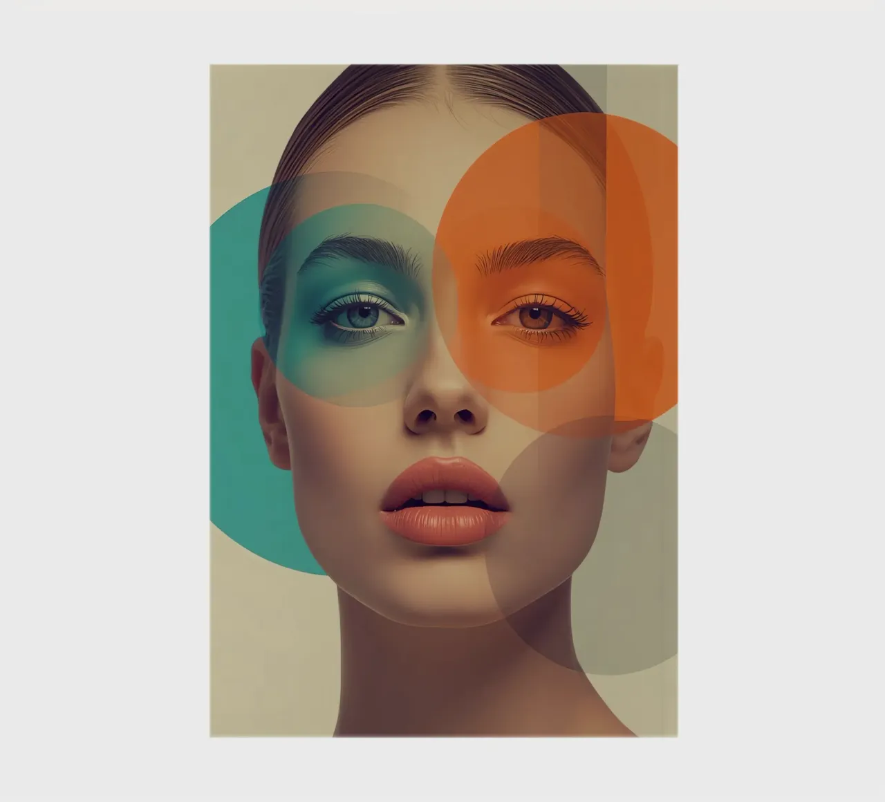 Woman's Face with Translucent Colored Circles Overlay notebook by DesignDoodle