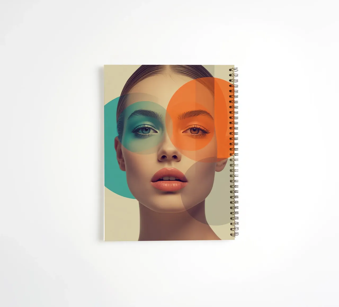 Woman's Face with Translucent Colored Circles Overlay spiral notebook by DesignDoodle