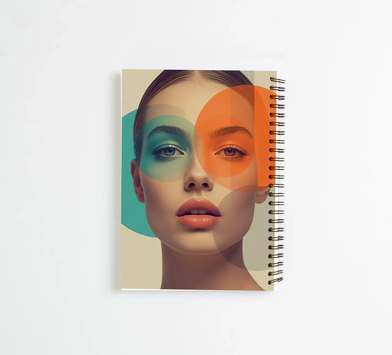 Woman's Face with Translucent Colored Circles Overlay spiral notebook by DesignDoodle