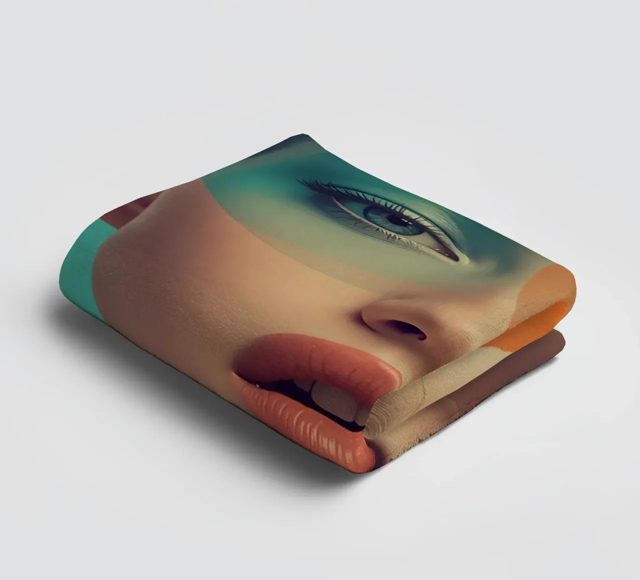 Woman's Face with Translucent Colored Circles Overlay towel by DesignDoodle