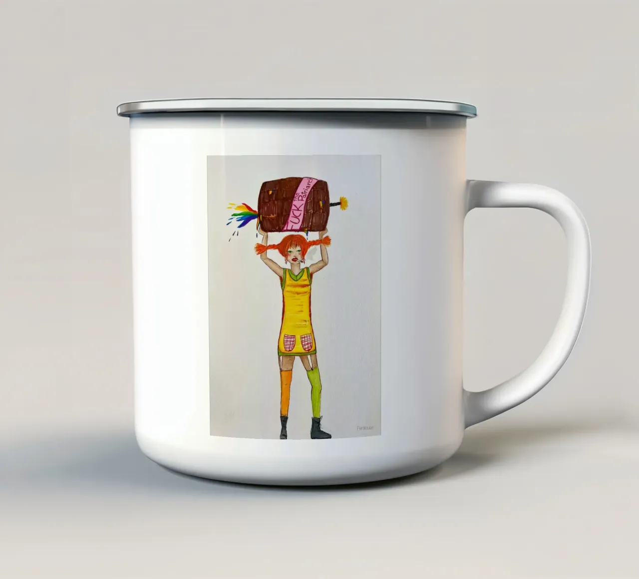 All grown up - Pippi tazza in smalto da Femlouise.illustrations