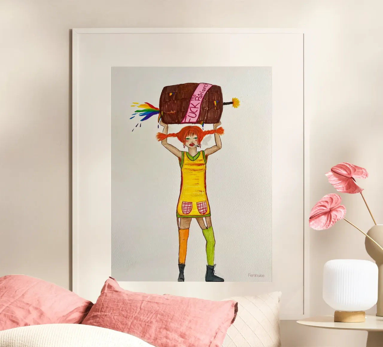 All grown up - Pippi poster con telaio in plastica da Femlouise.illustrations