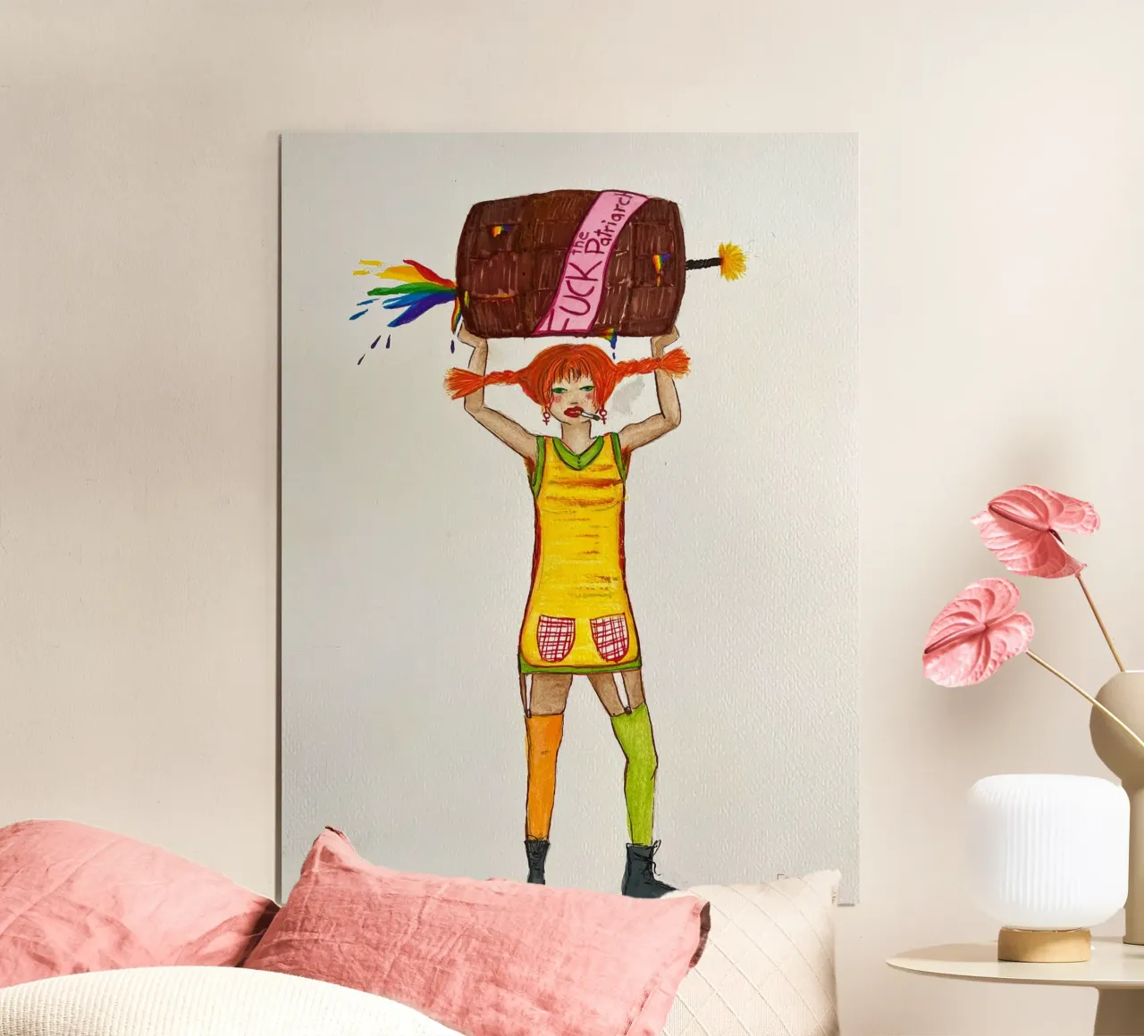 All grown up - Pippi poster con telaio in plastica da Femlouise.illustrations