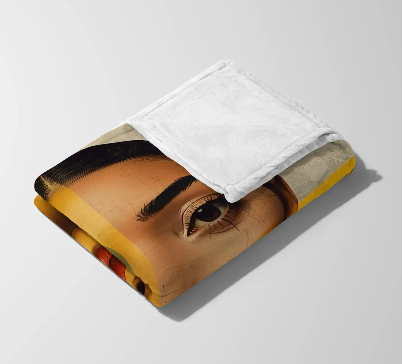 Woman's Portrait with Color Blocks and Geometric Shapes fleece blanket by DesignDoodle