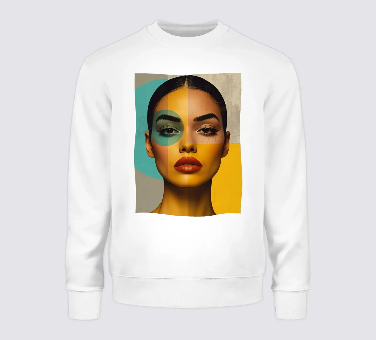 Woman's Portrait with Color Blocks and Geometric Shapes sweatshirt by DesignDoodle