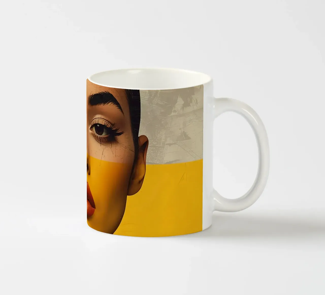 Ritratto di donna con blocchi di colore e forme geometriche tazza in ceramica da DesignDoodle