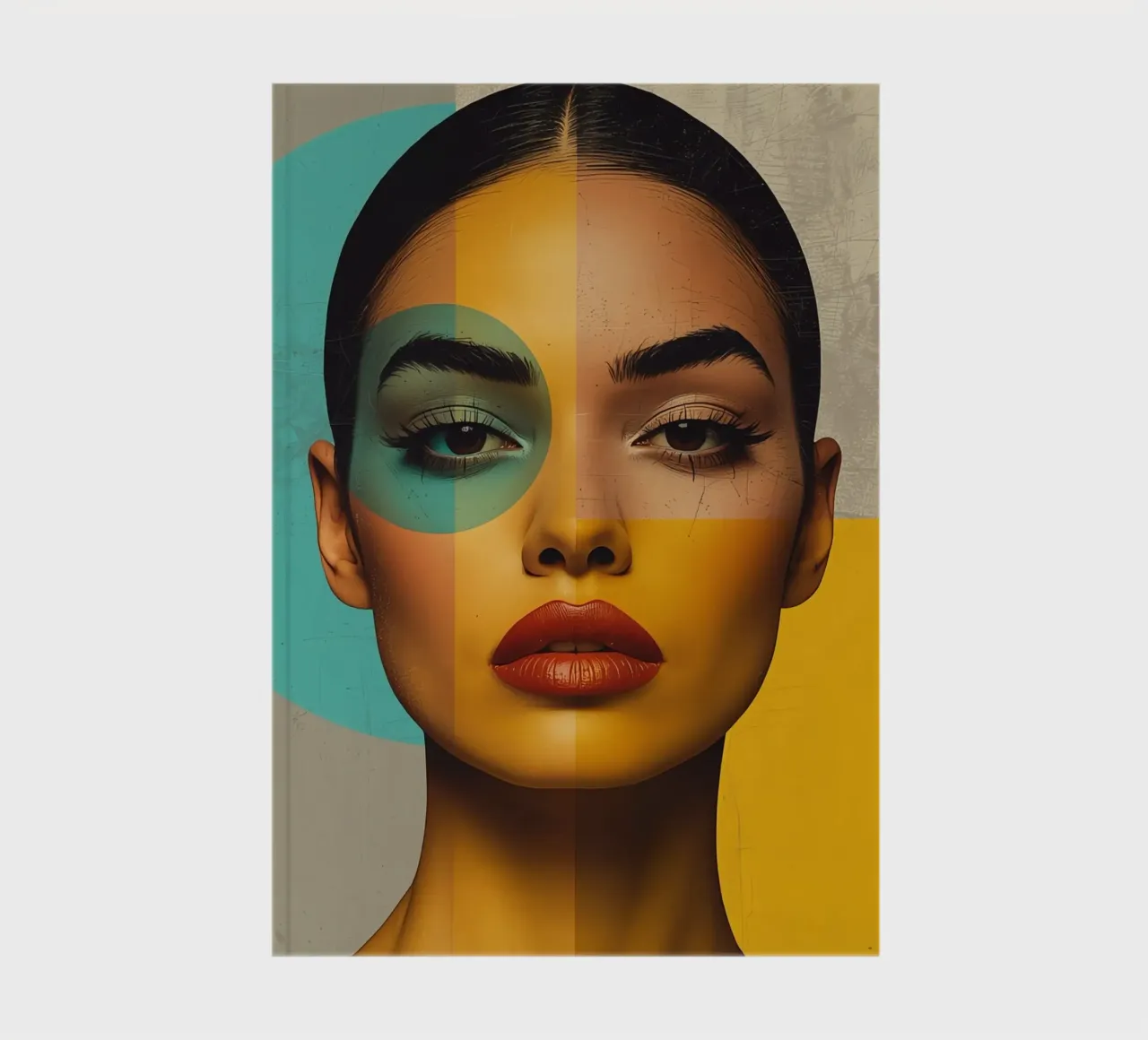 Ritratto di donna con blocchi di colore e forme geometriche diario da DesignDoodle