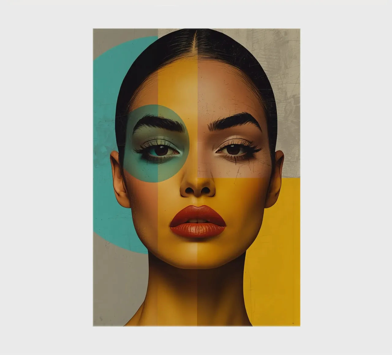 Ritratto di donna con blocchi di colore e forme geometriche diario da DesignDoodle