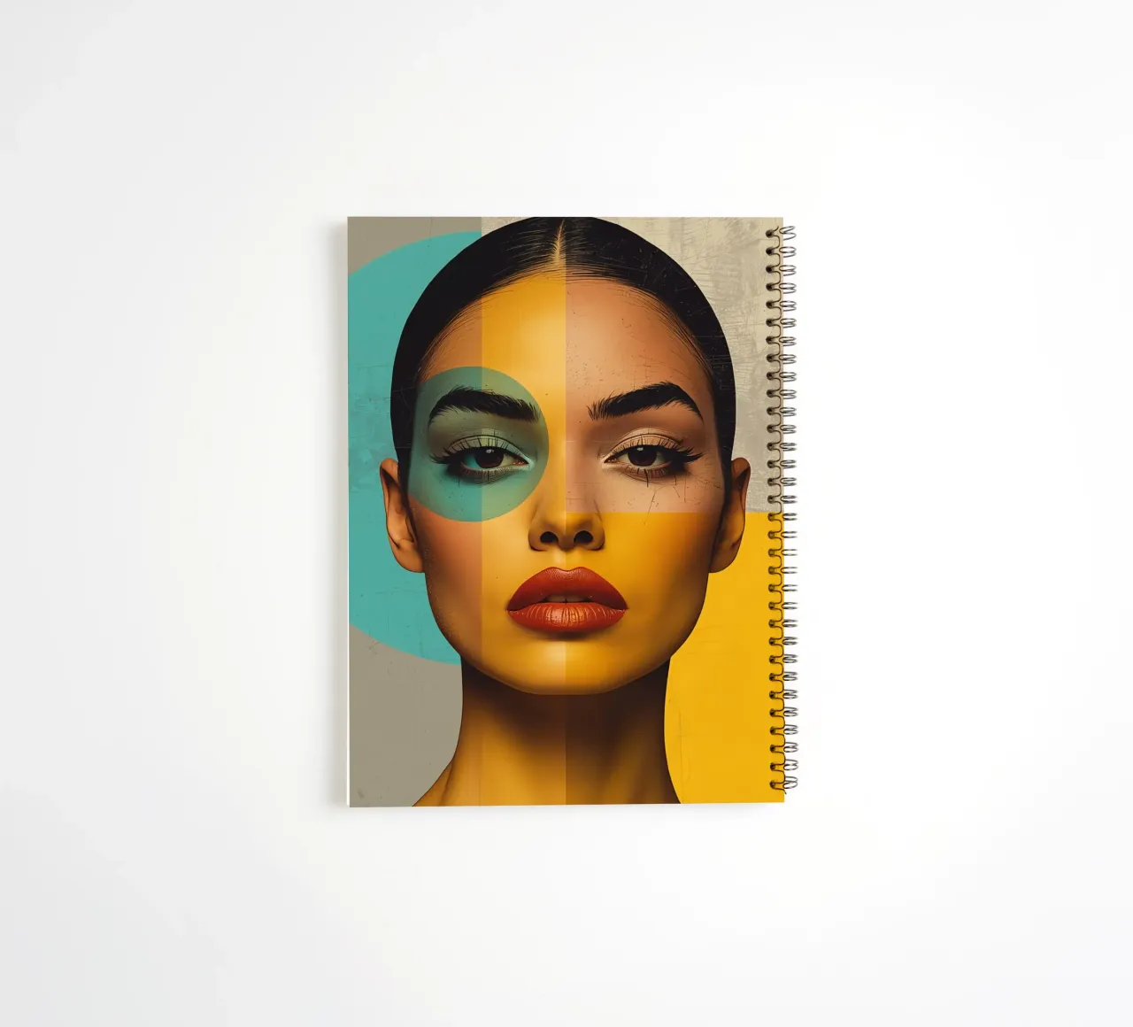 Woman's Portrait with Color Blocks and Geometric Shapes spiral notebook by DesignDoodle