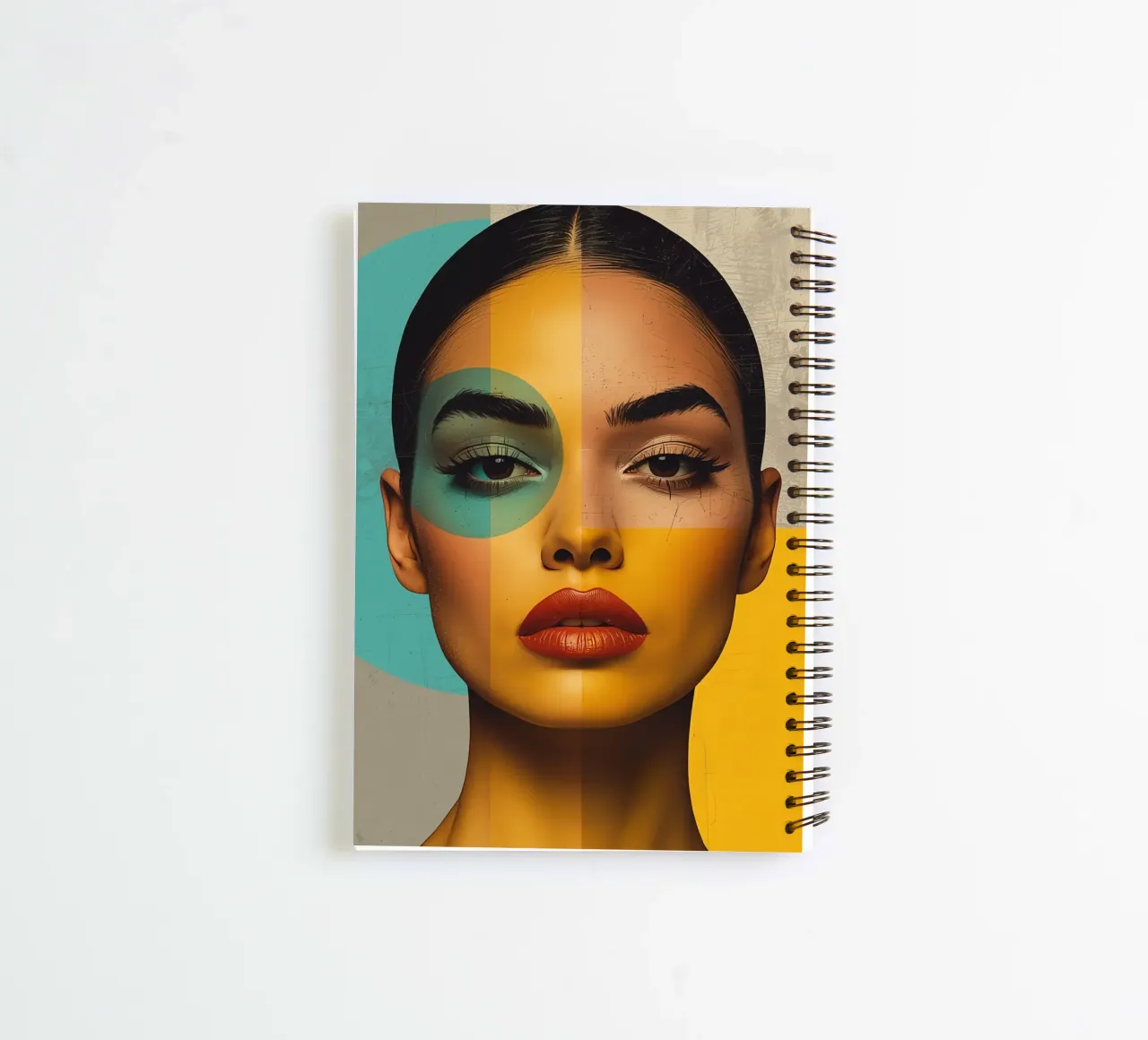 Woman's Portrait with Color Blocks and Geometric Shapes spiral notebook by DesignDoodle