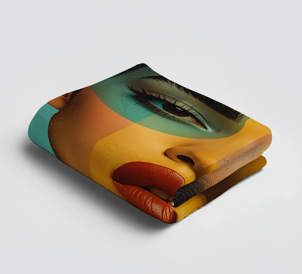 Woman's Portrait with Color Blocks and Geometric Shapes towel by DesignDoodle