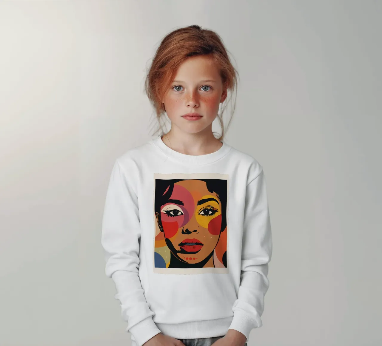 Ritratto di donna con illustrazione di forme geometriche colorate felpa bambino da DesignDoodle
