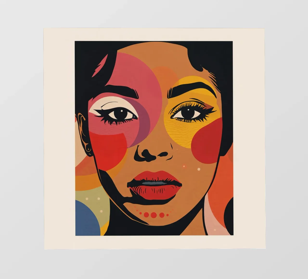 Ritratto di donna con illustrazione di forme geometriche colorate telo in pvc da DesignDoodle