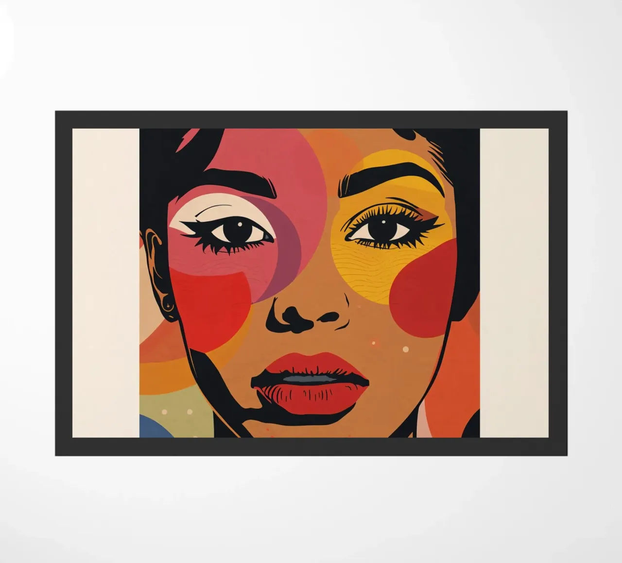 Ritratto di donna con illustrazione di forme geometriche colorate zerbino da DesignDoodle