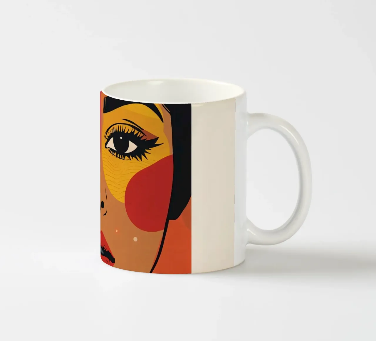 Ritratto di donna con illustrazione di forme geometriche colorate tazza in ceramica da DesignDoodle