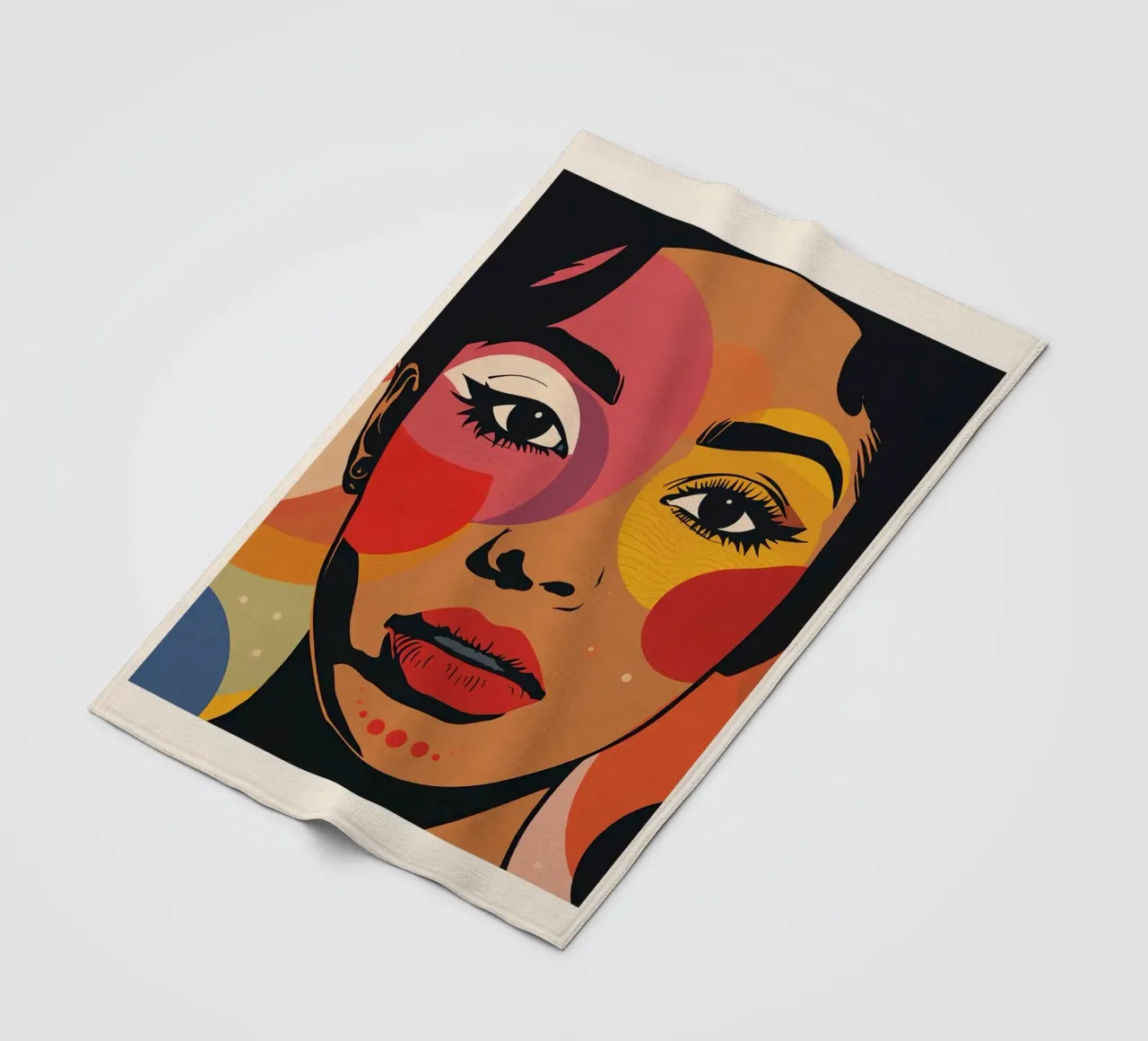 Ritratto di donna con illustrazione di forme geometriche colorate coperta in pile da DesignDoodle