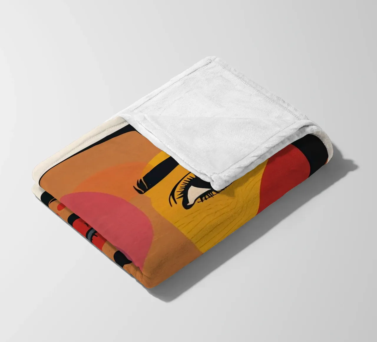 Ritratto di donna con illustrazione di forme geometriche colorate coperta in pile da DesignDoodle