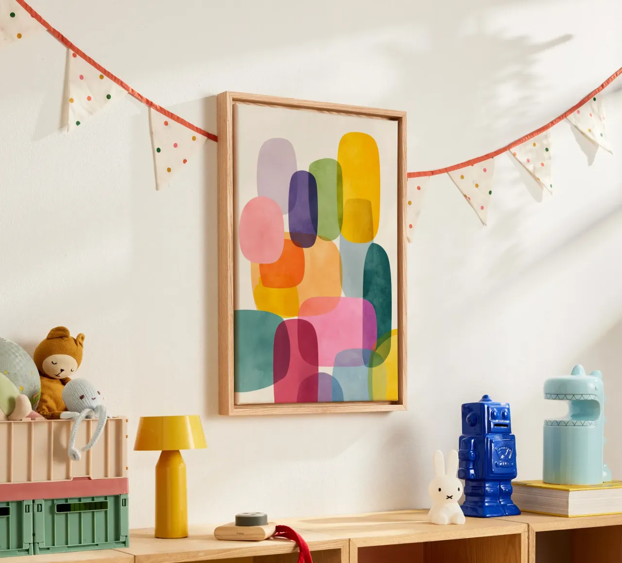 Jellybean Shapes 2 tela con Cornice a cassetta da Kiara