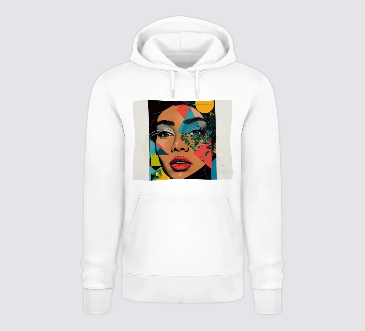 Ritratto di donna con sovrapposizioni geometriche e botaniche felpa con cappuccio da DesignDoodle