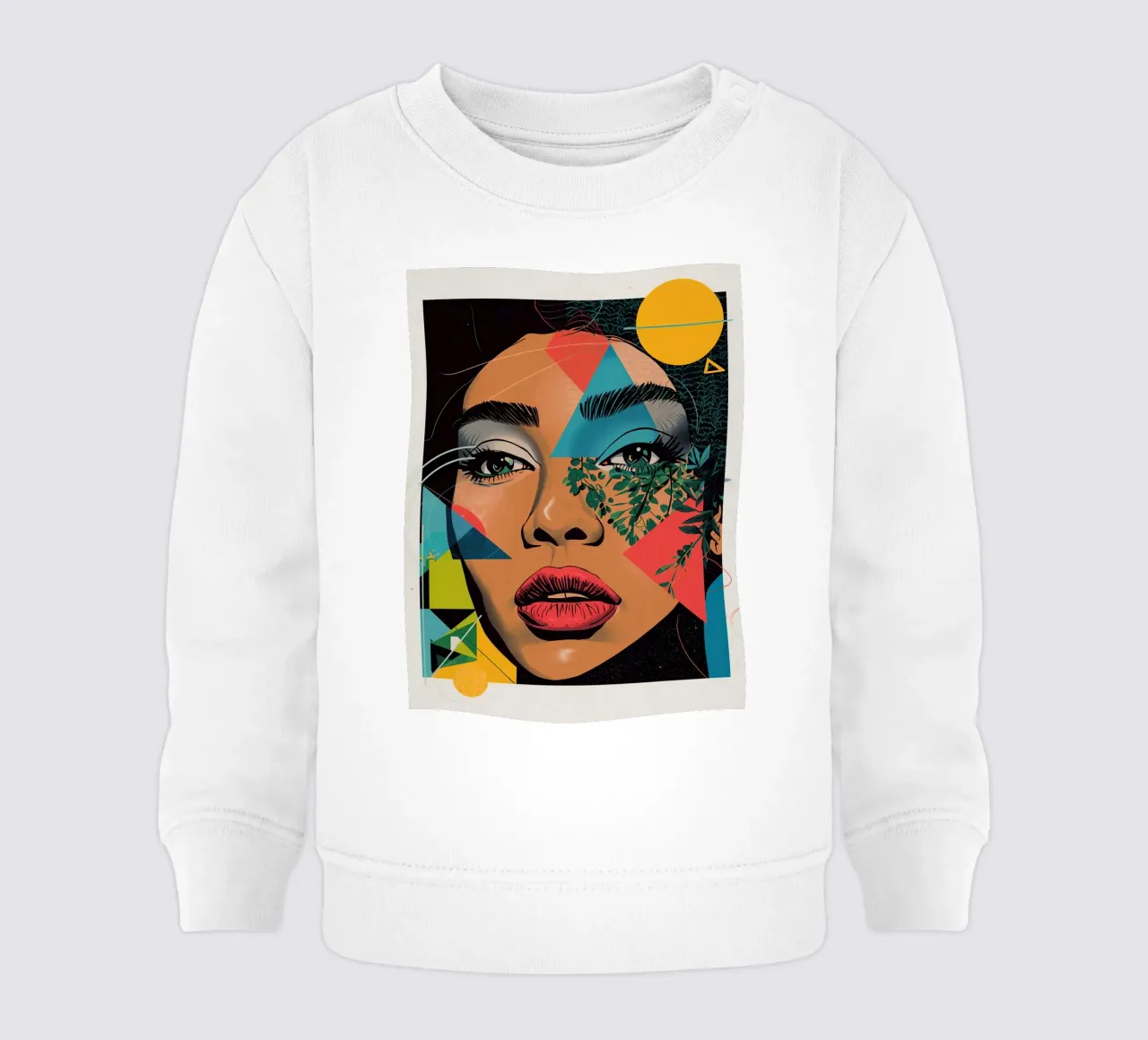 Ritratto di donna con sovrapposizioni geometriche e botaniche felpa neonato da DesignDoodle