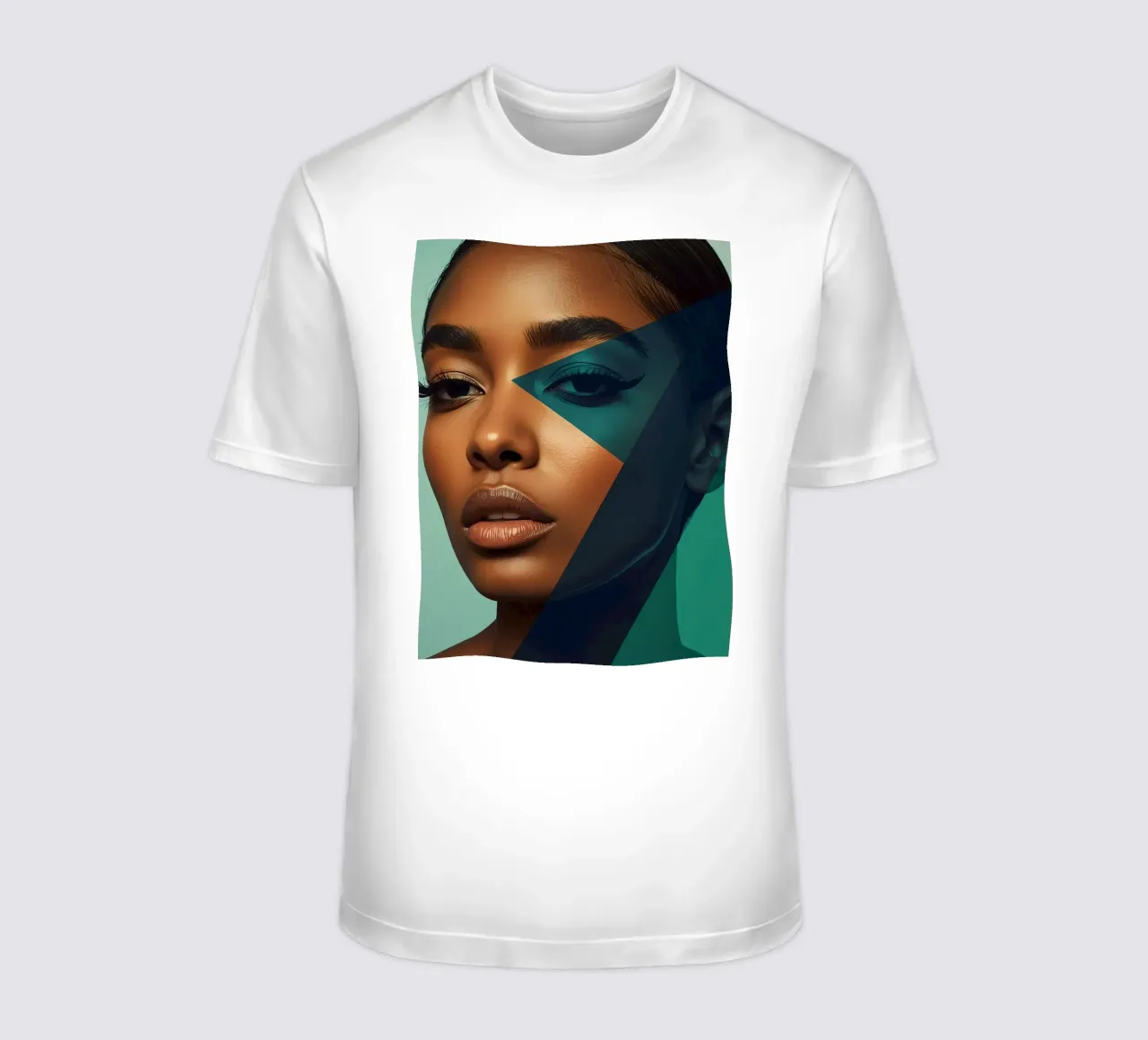 Ritratto di donna con sovrapposizioni geometriche di colori t-shirt da DesignDoodle
