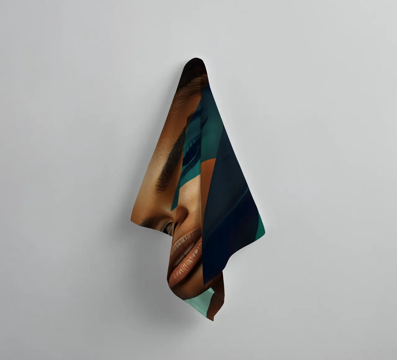Ritratto di donna con sovrapposizioni geometriche di colori asciugamano da bagno da DesignDoodle