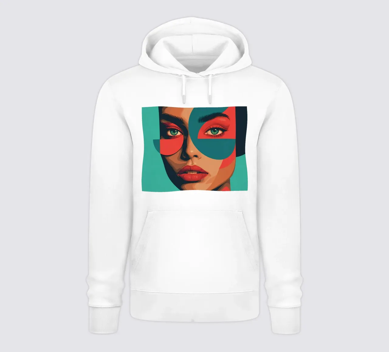 Ritratto di donna con forme geometriche e colori vivaci felpa con cappuccio da DesignDoodle