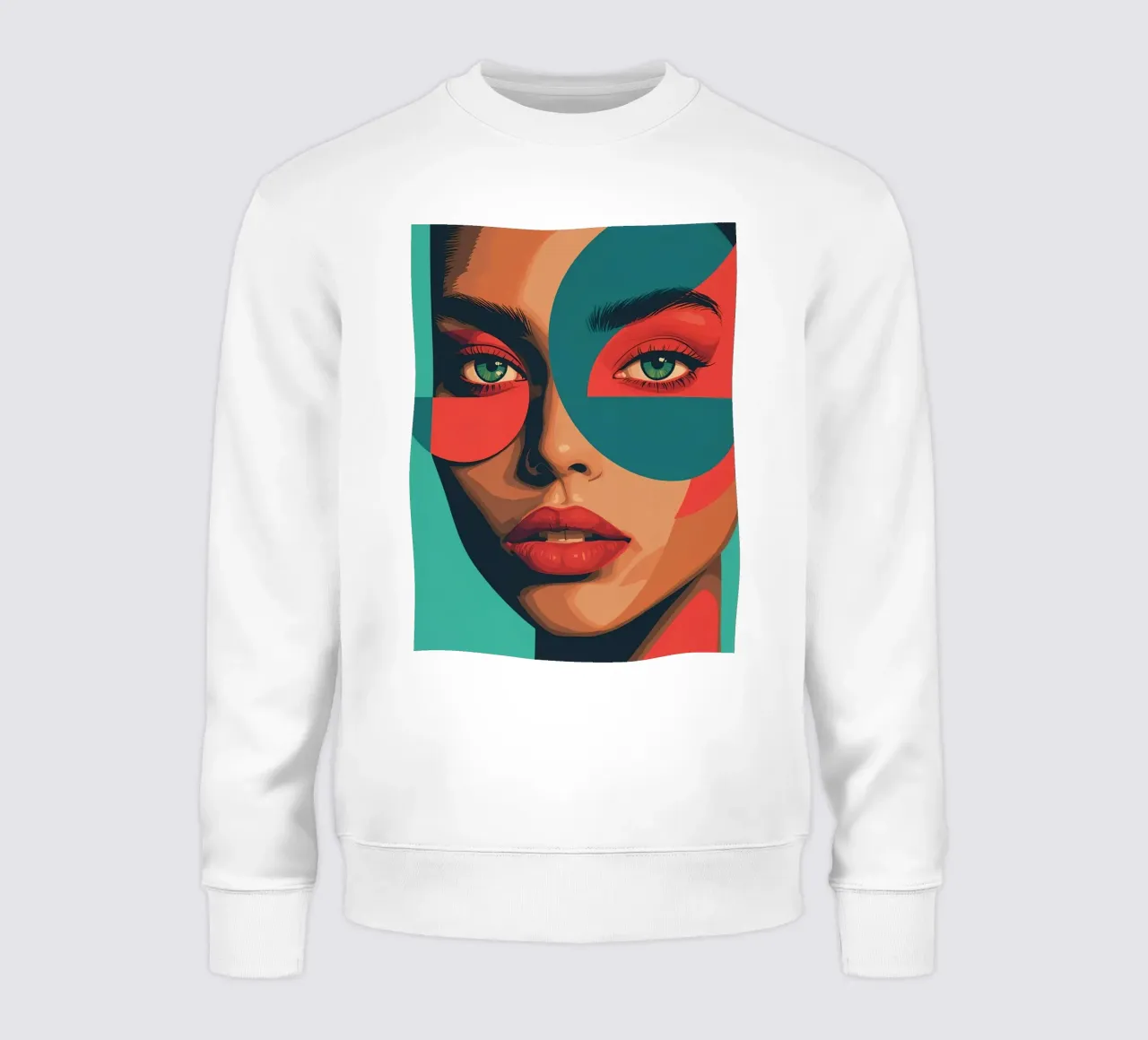 Ritratto di donna con forme geometriche e colori vivaci felpa da DesignDoodle