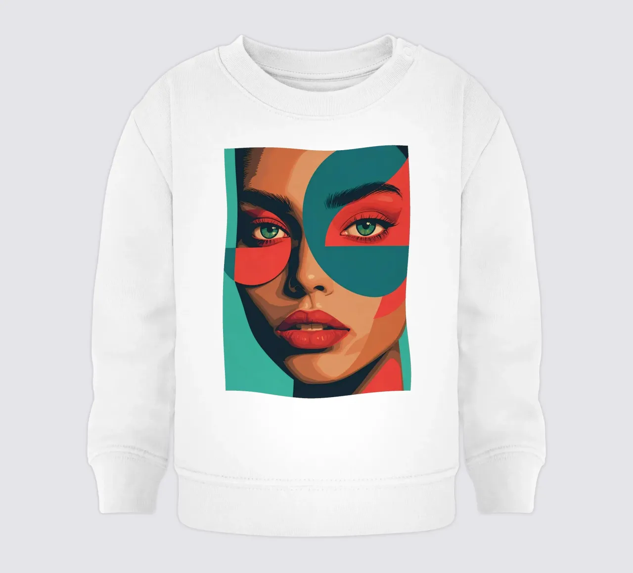 Ritratto di donna con forme geometriche e colori vivaci felpa neonato da DesignDoodle