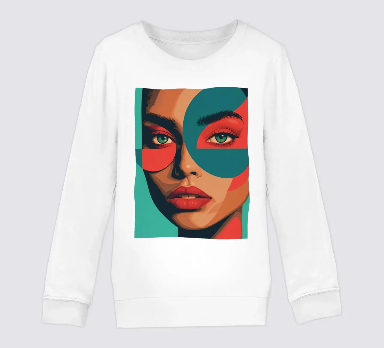 Ritratto di donna con forme geometriche e colori vivaci felpa bambino da DesignDoodle
