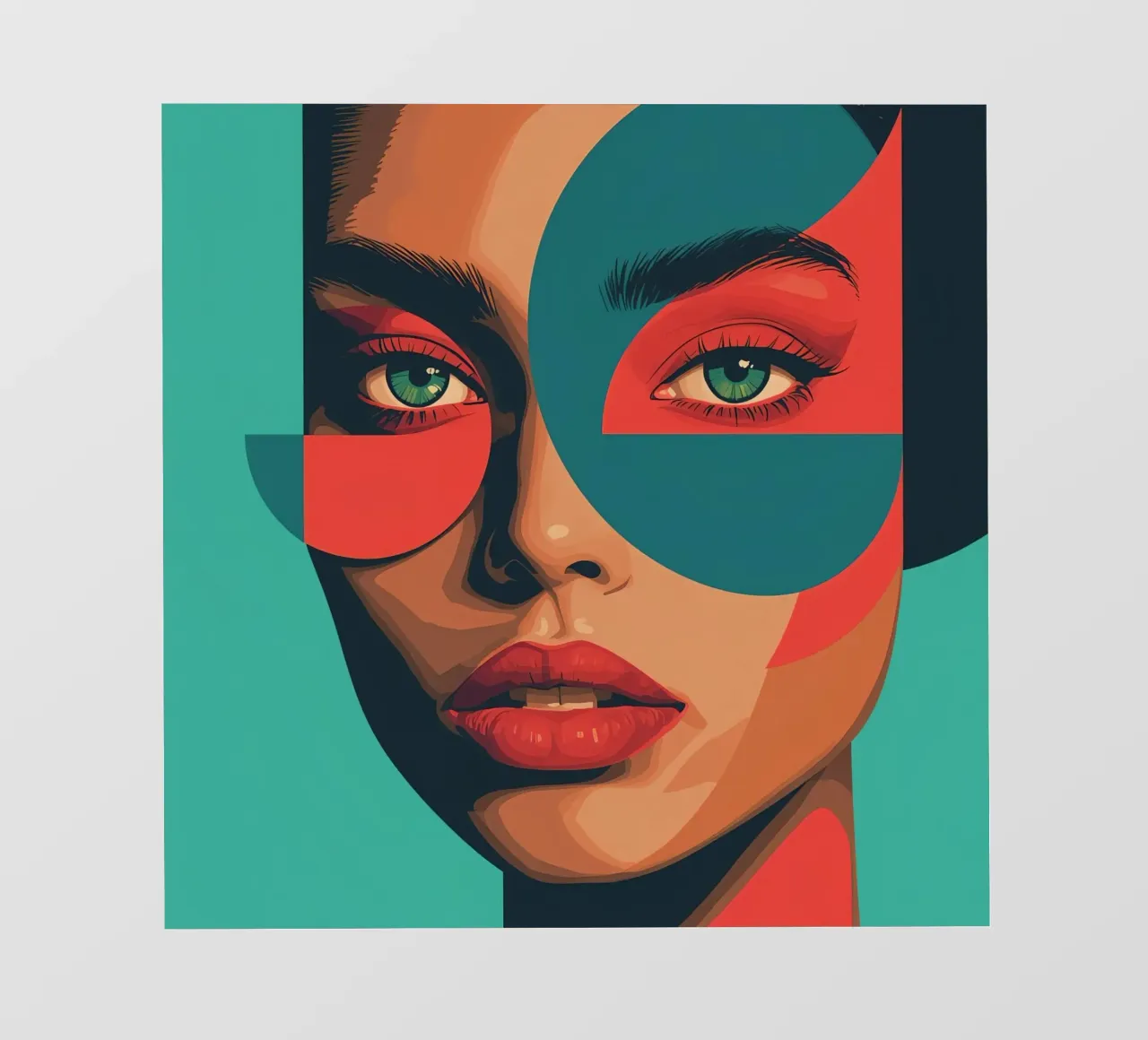 Ritratto di donna con forme geometriche e colori vivaci pellicola backlit da DesignDoodle