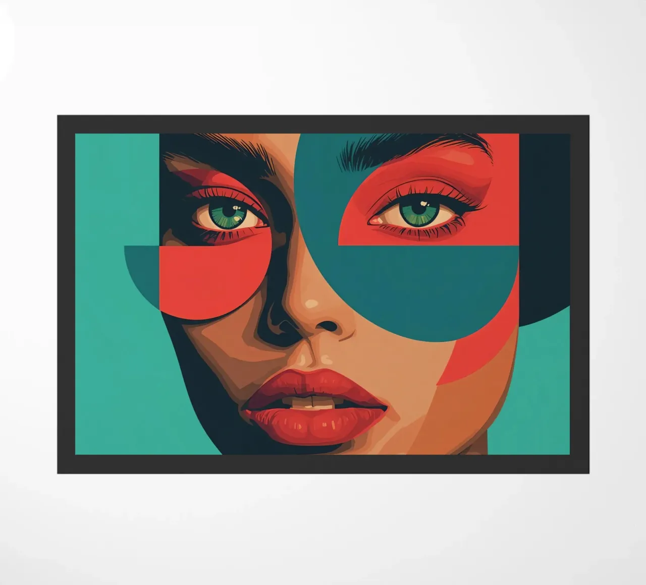 Ritratto di donna con forme geometriche e colori vivaci zerbino da DesignDoodle