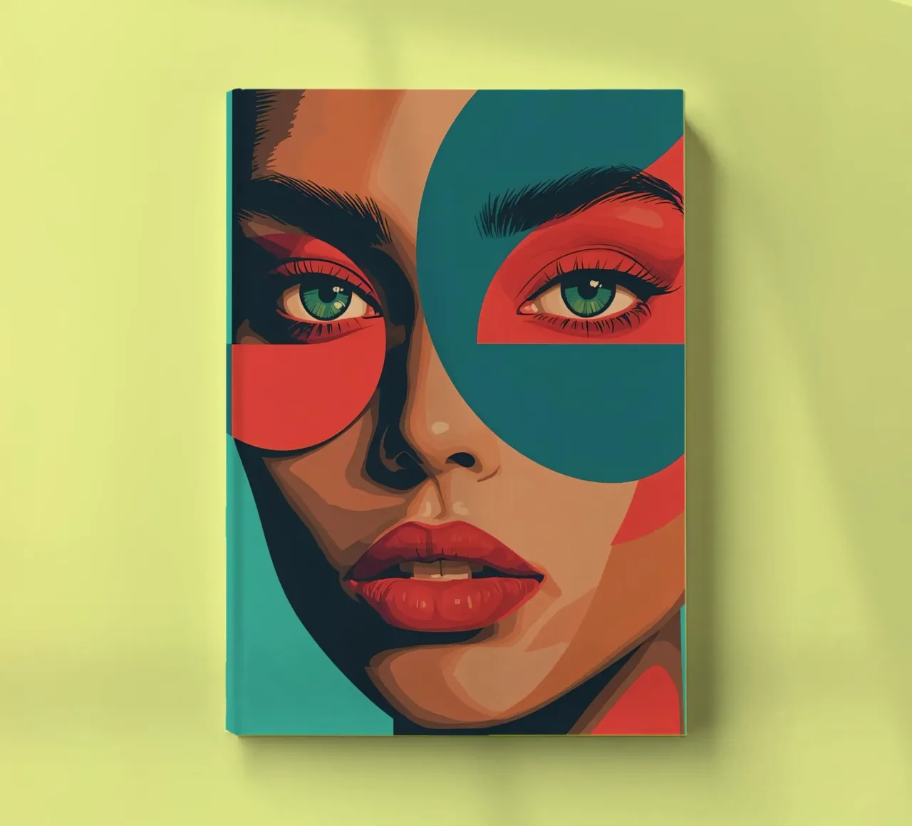Woman's Portrait with Geometric Shapes and Bold Colors notebook by DesignDoodle