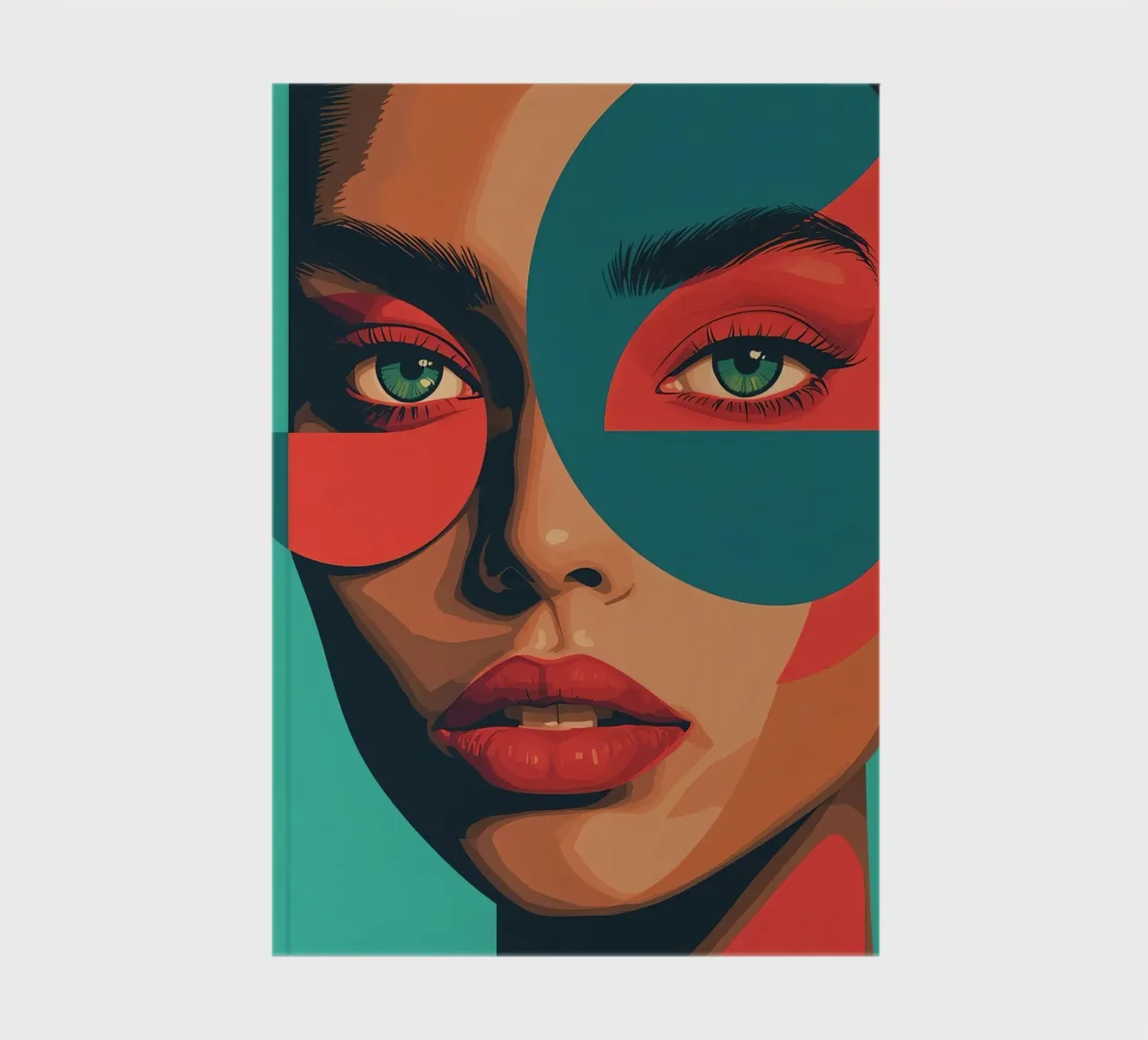Woman's Portrait with Geometric Shapes and Bold Colors notebook by DesignDoodle