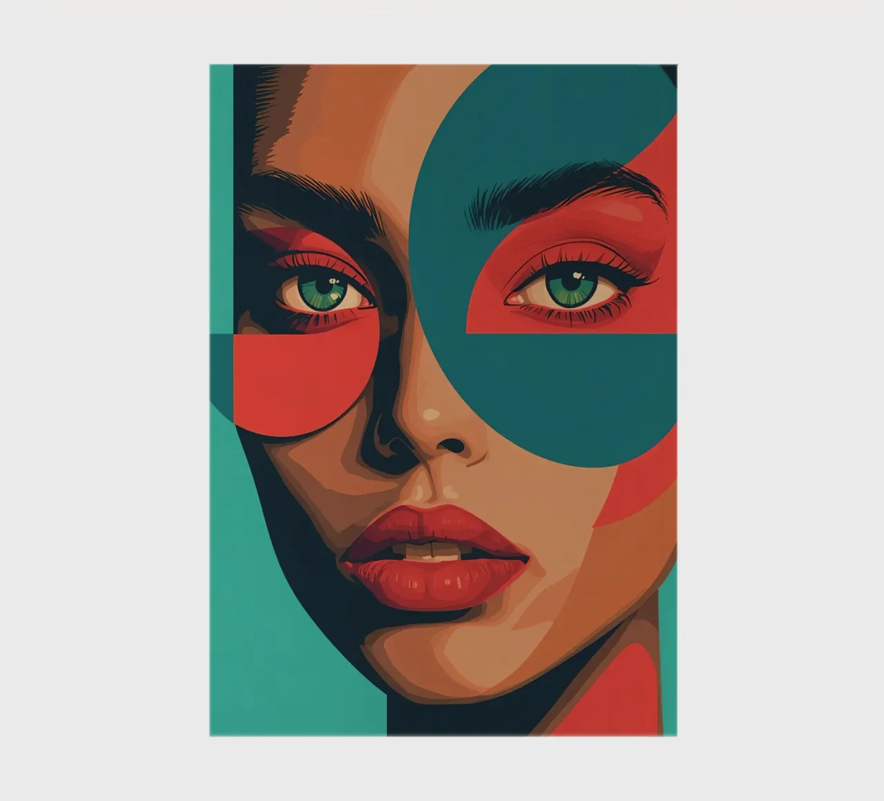 Woman's Portrait with Geometric Shapes and Bold Colors notebook by DesignDoodle