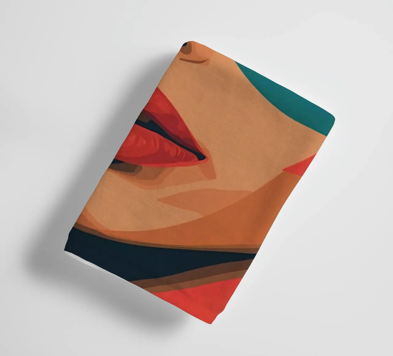 Ritratto di donna con forme geometriche e colori vivaci asciugamano da bagno da DesignDoodle