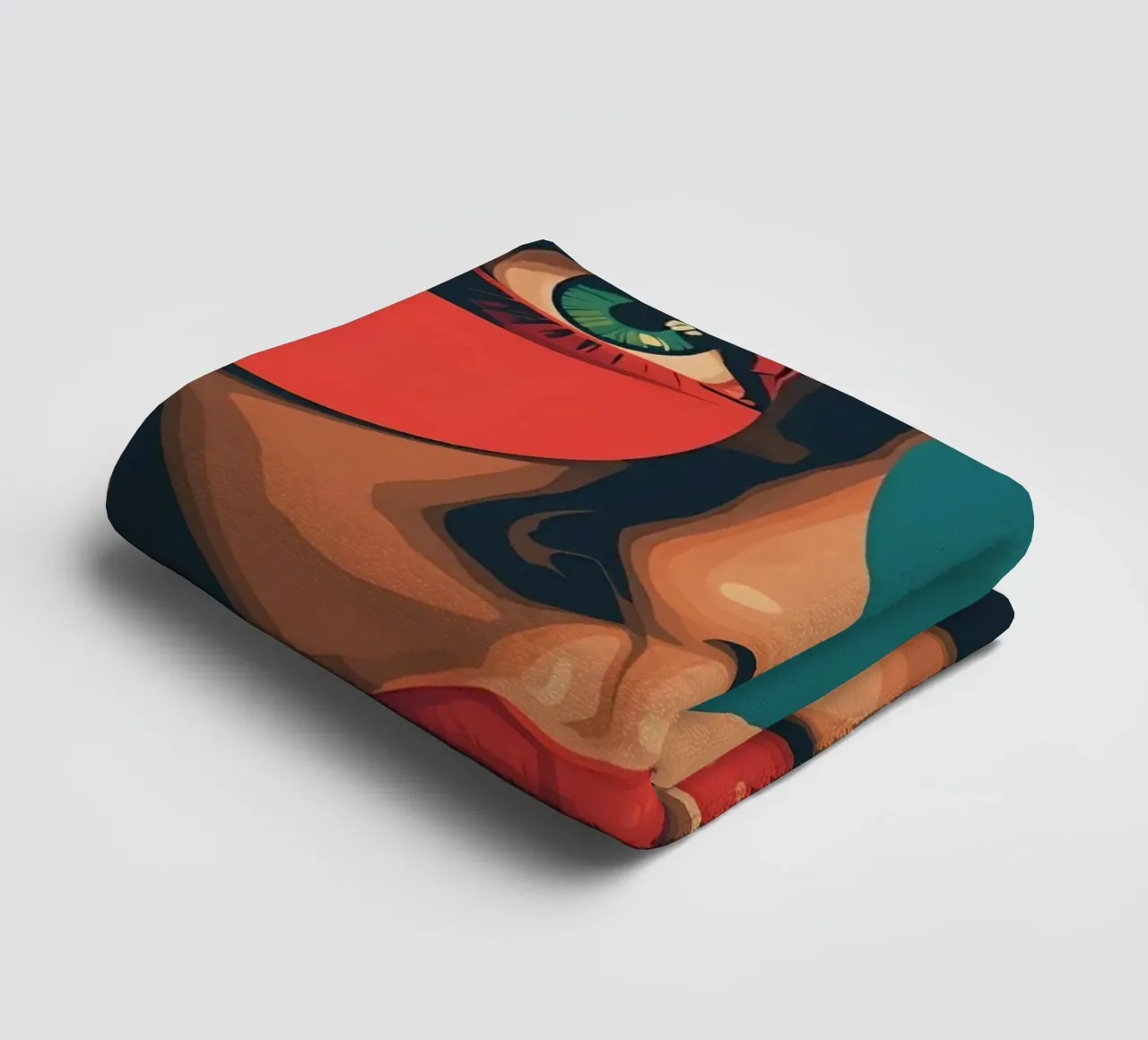 Ritratto di donna con forme geometriche e colori vivaci asciugamano da bagno da DesignDoodle