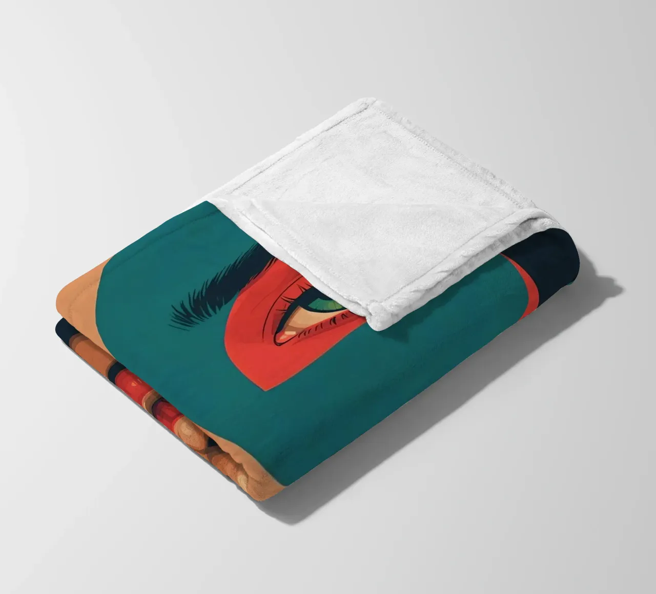 Ritratto di donna con forme geometriche e colori vivaci coperta in pile da DesignDoodle