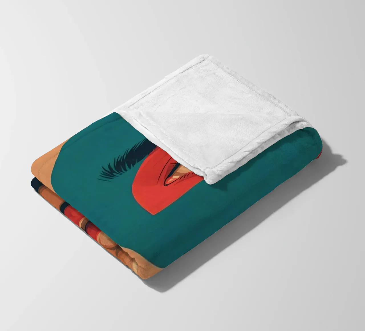Ritratto di donna con forme geometriche e colori vivaci coperta in pile da DesignDoodle
