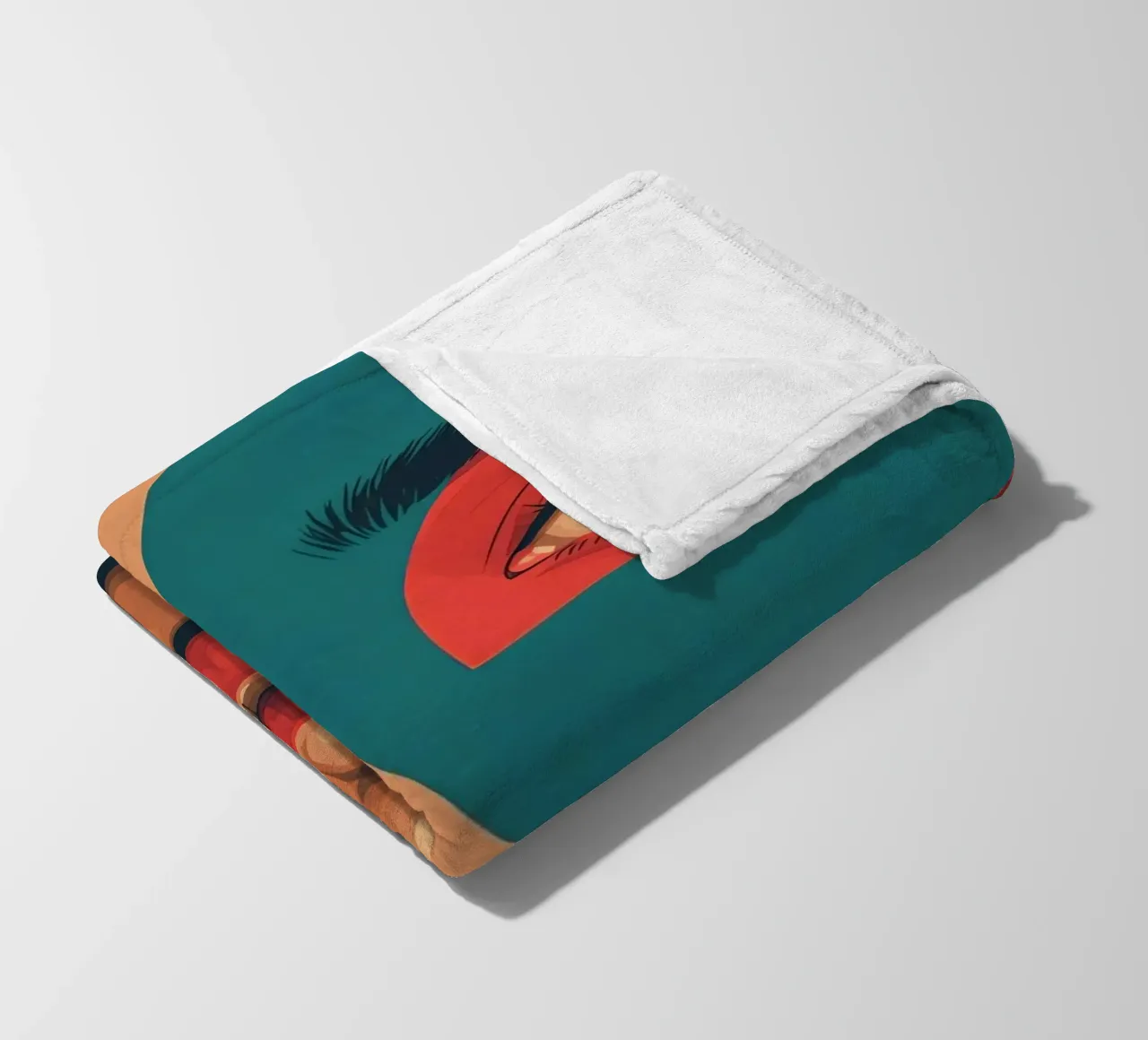 Ritratto di donna con forme geometriche e colori vivaci coperta in pile da DesignDoodle