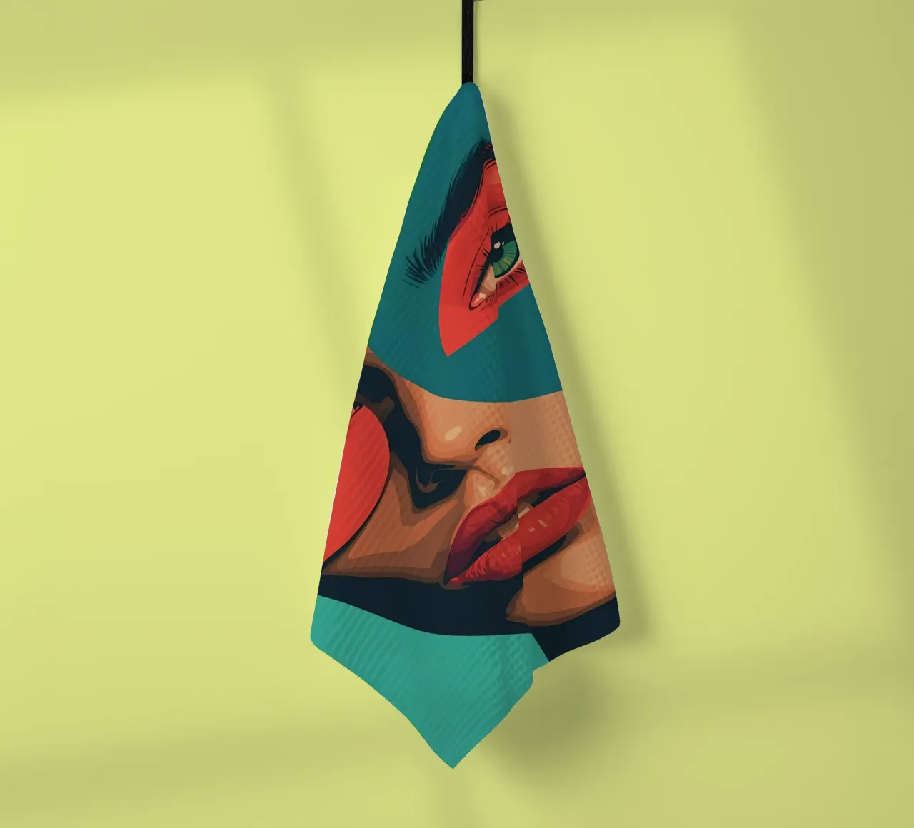 Ritratto di donna con forme geometriche e colori vivaci canovaccio da cucina da DesignDoodle
