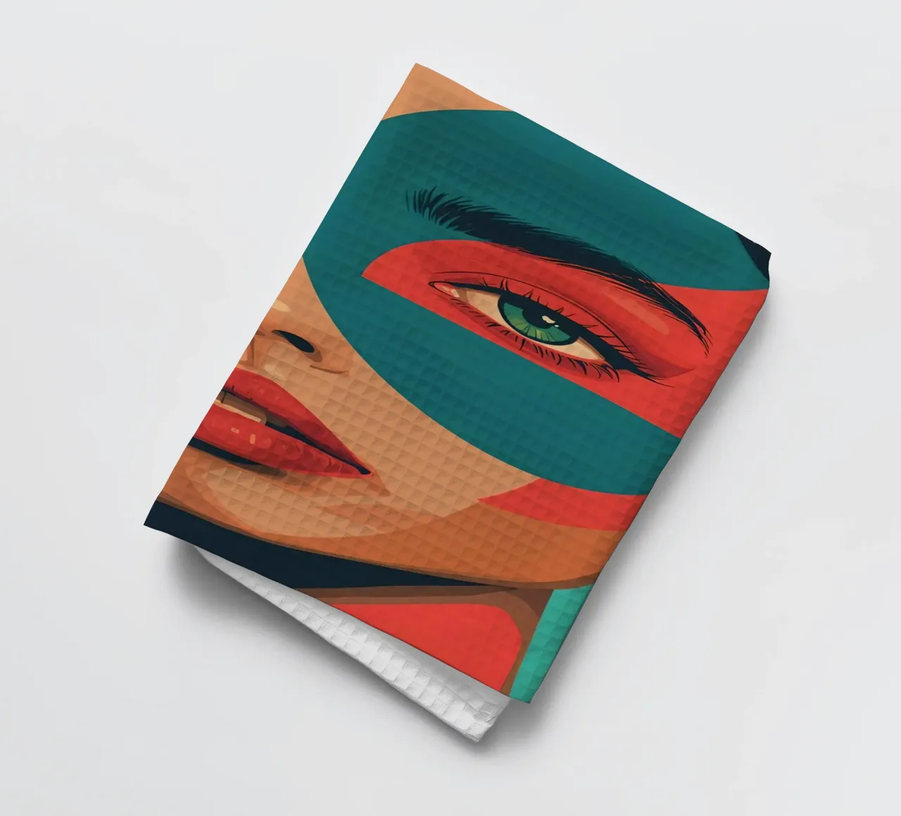 Ritratto di donna con forme geometriche e colori vivaci canovaccio da cucina da DesignDoodle