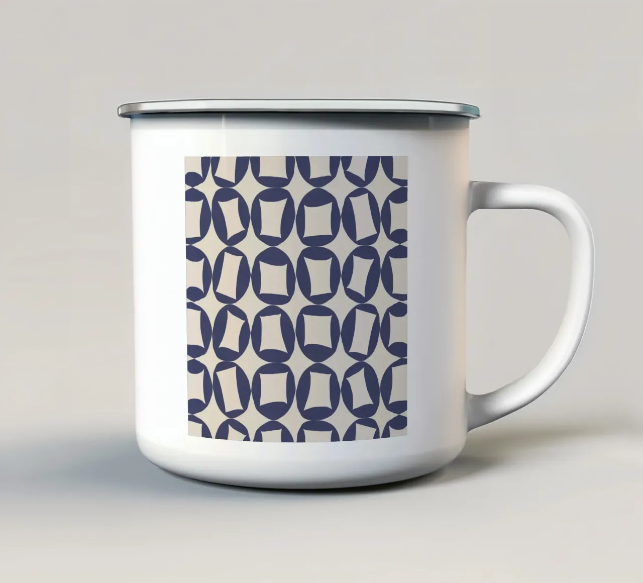 Repetitive pattern 42 enamel mug by Little Dean