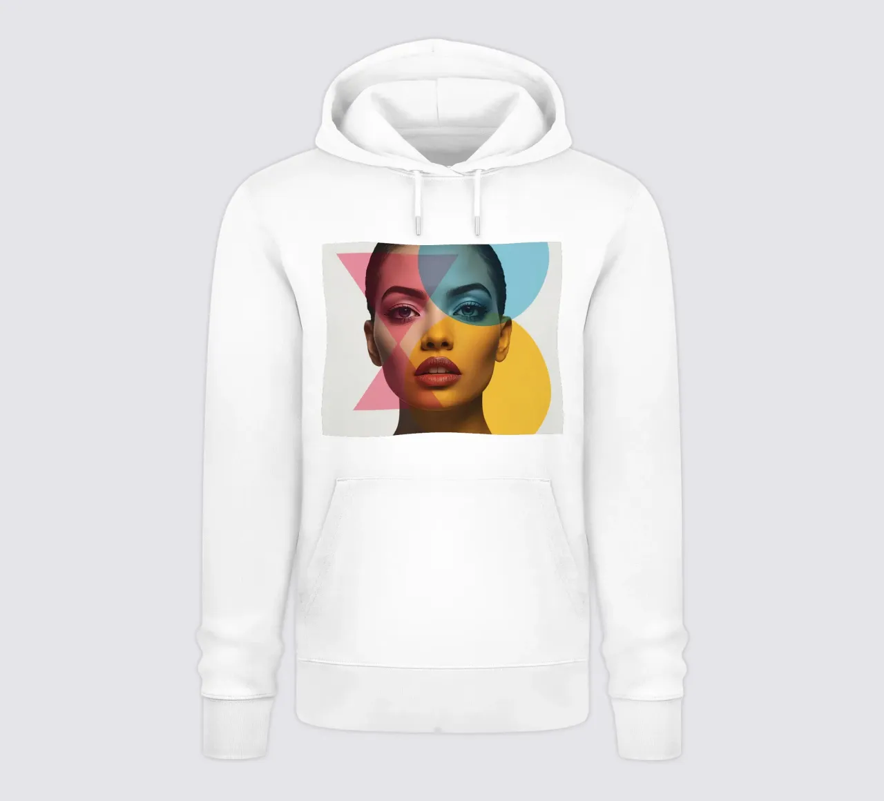 Ritratto di donna con forme geometriche e colori vivaci felpa con cappuccio da DesignDoodle